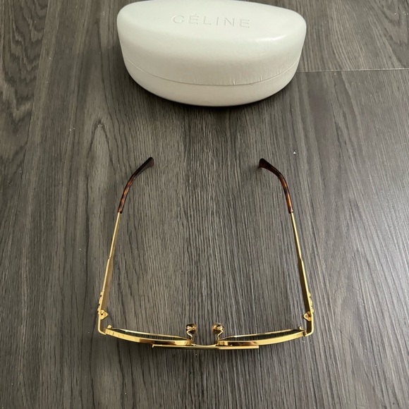 Celine TRIOMPHE METAL 04 SUNGLASSES IN METAL Gold Green New - Picture 14 of 16